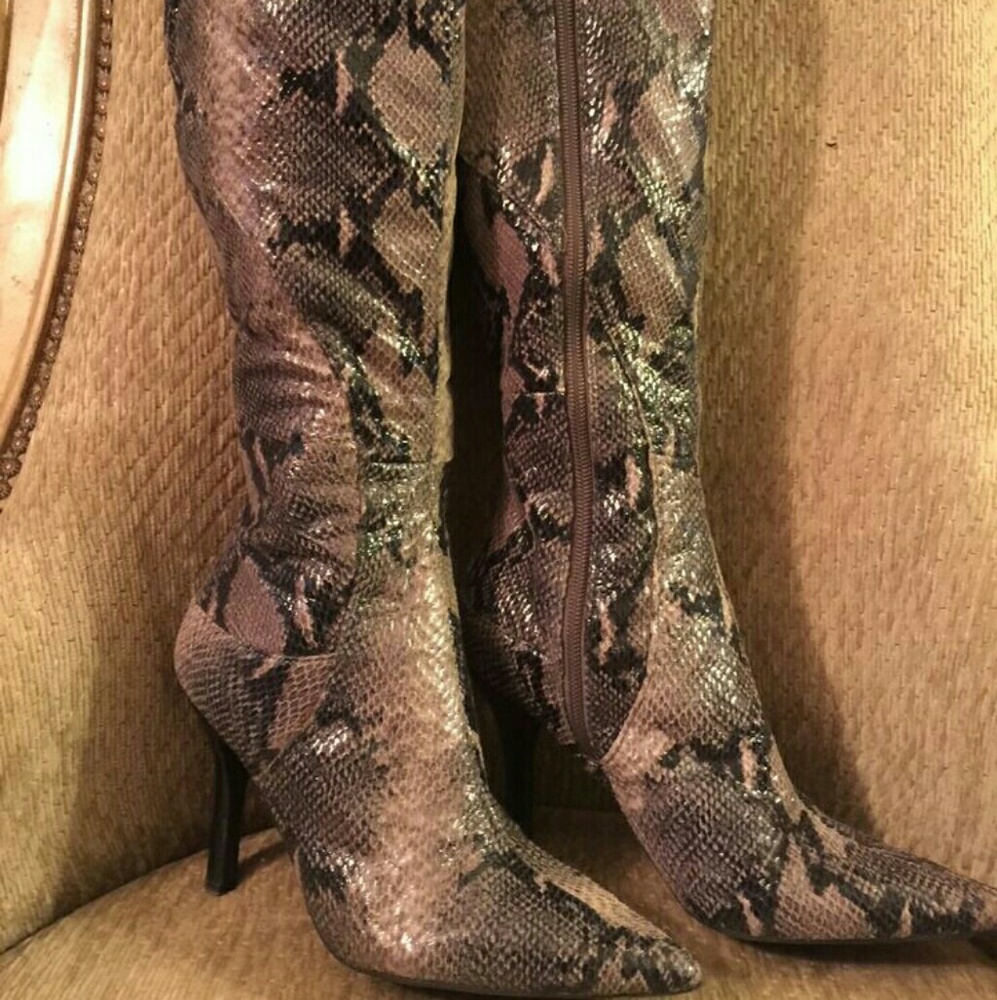 Nine West Snakeskin Print Boots